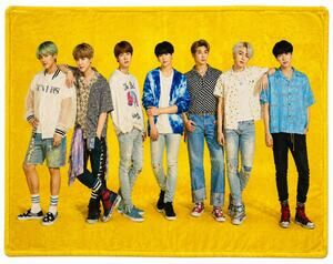 K-Pop Group BTS ARMY Plush Fleece Throw Blanket Yellow 44" x 36" Fan Collectible
